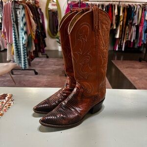 Dan Post Brown Heeled Boots with Western Stitching